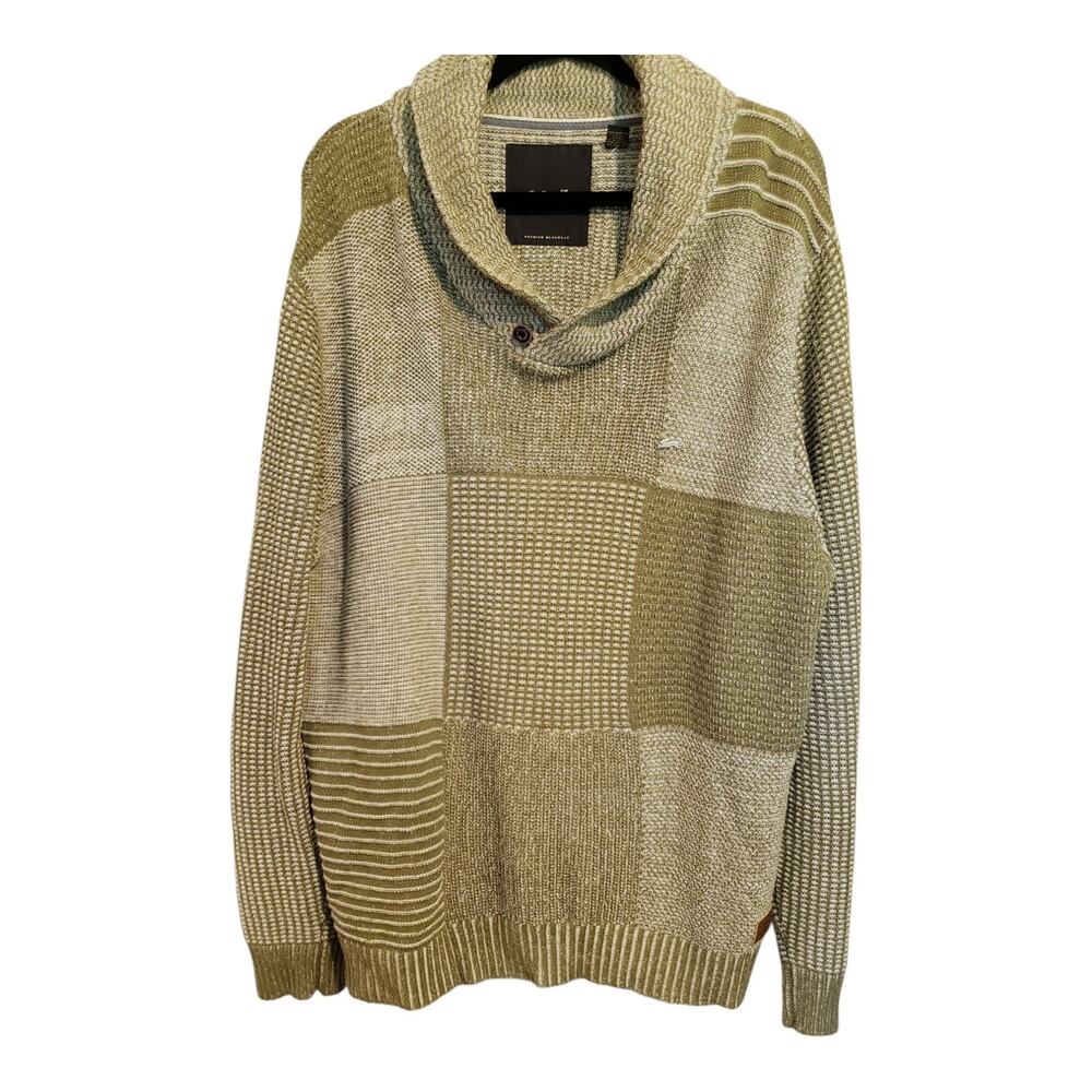 A. Tiziano Size 2XL Green Long Sleeve Shawl Collar Sweater 100% Cotton